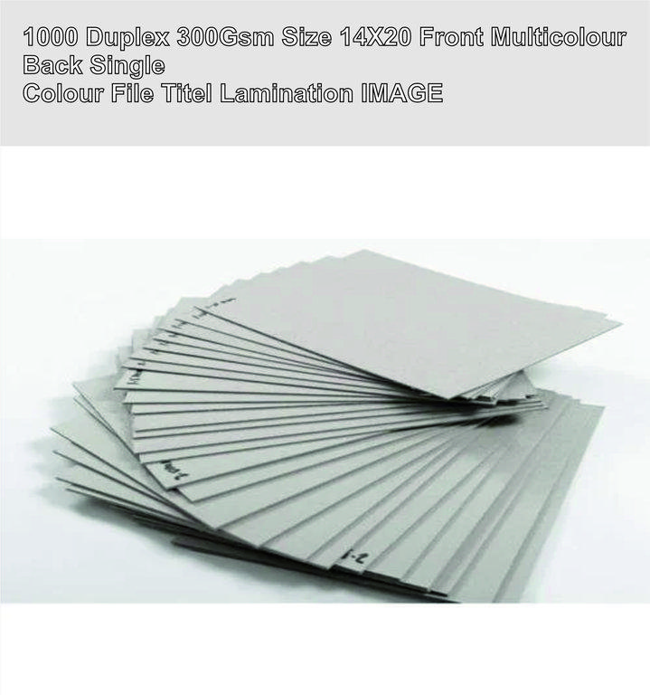 Picture of 1000 Duplex 300Gsm Size 14 X20 Front Multicolour Back Single Colour File Titel Lamination