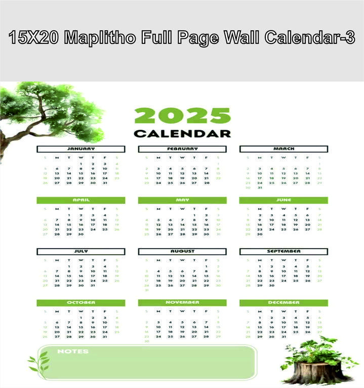 Picture of 15X20 Maplitho Full Page Wall Calendar-3 Page