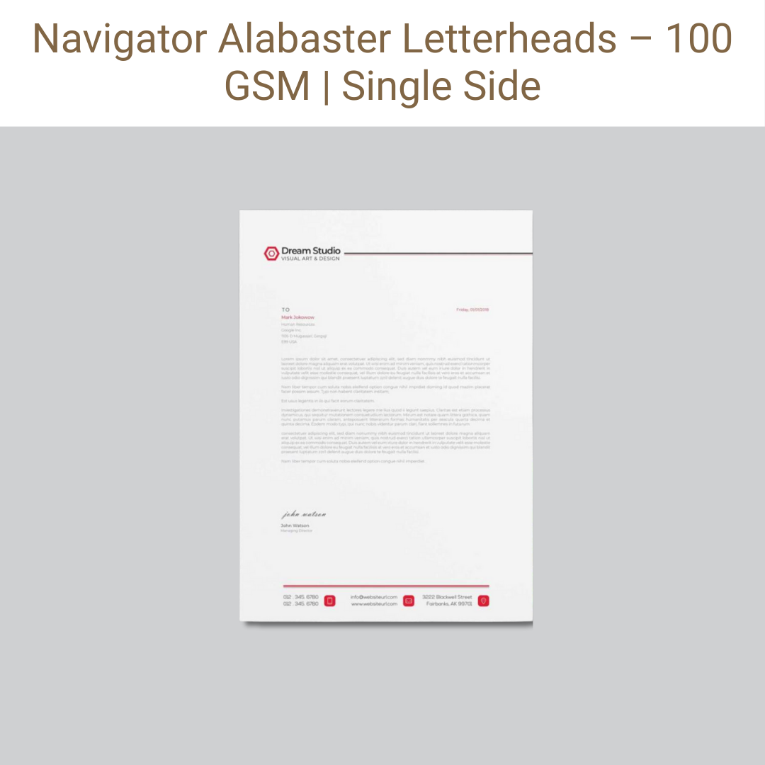 Picture of Alabaster Navigator Paper – 100 GSM – Single Side